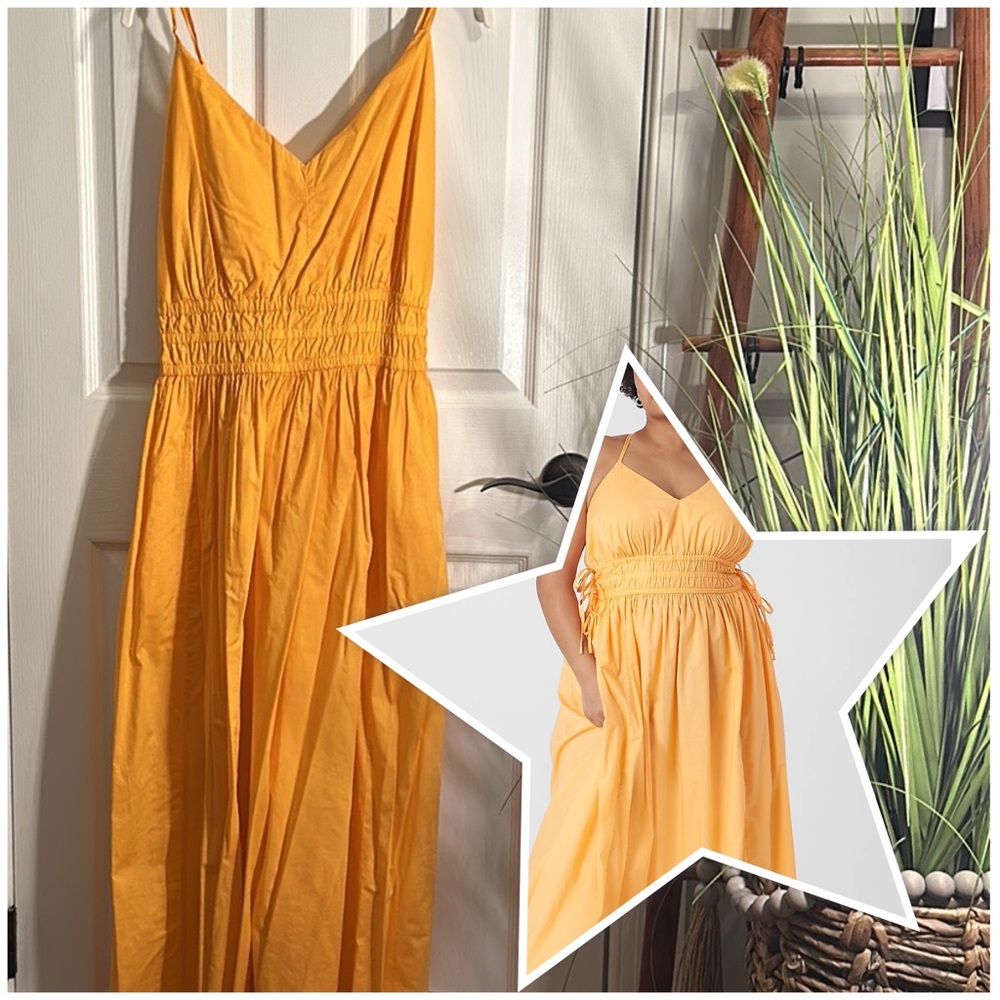 Lane Bryant V-Neck Ruched-Waist Maxi Dress in Mock Orange, Size 18W. NWOT